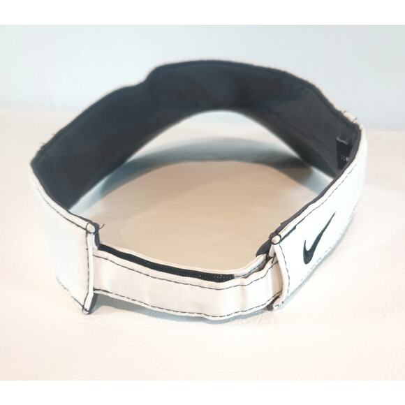 NIKE GOLF ADJUSTABLE VELCRO STRAP VISOR WHITE NIKE SWOOSH - Picture 6 of 8